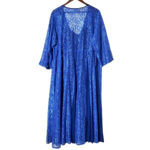 Holy Clothing Maxi Dress  3X Blue Lace Boho Gown Renaissance Slip Included